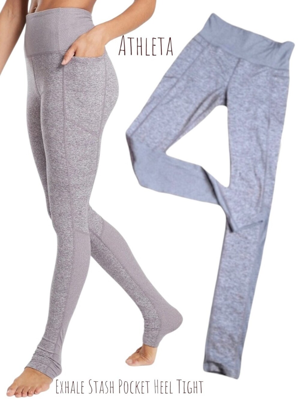 Athleta Women's Exhale Stash Pocket Heel Tight ultra high rise leggings mauve S